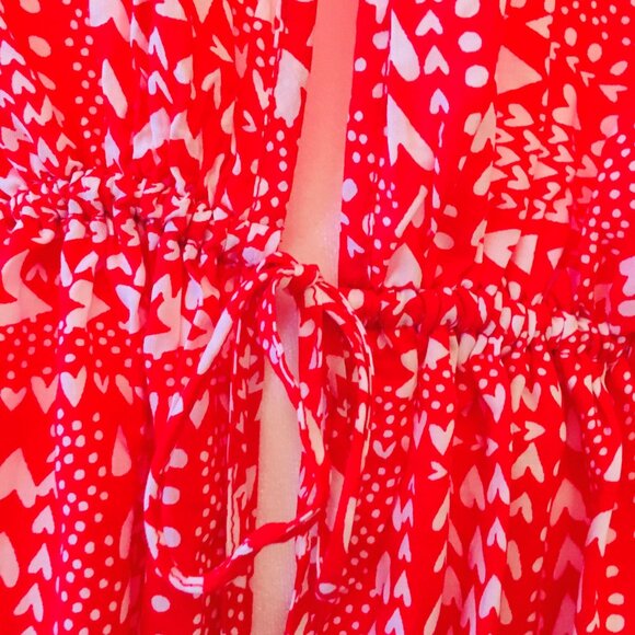 Victoria’s Secret Robe Red Heart Tie Front Short Kimono Sleeve Size One Size New - Picture 7 of 14